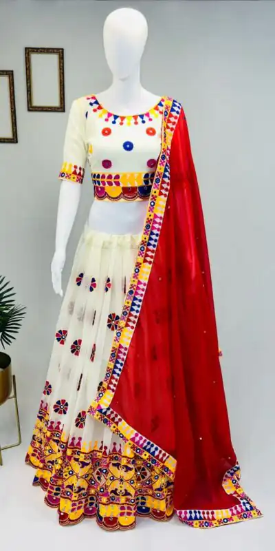 White Georgette Silk Embroidery Lehenga Choli | Lehenga, Bollywood Lehenga, Creative Lehenga, Designer Lehenga, Embroidered Lehenga, Party Wear Lehenga