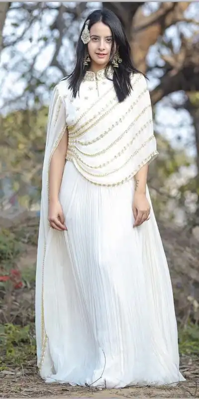 White Georgette Threadbare Sequin Work Anarkali Gown | Gowns, Bollywood Gowns, Creative Gowns, Designer Gowns, Embroidered Gowns, Party Wear Gowns, Straight Suits