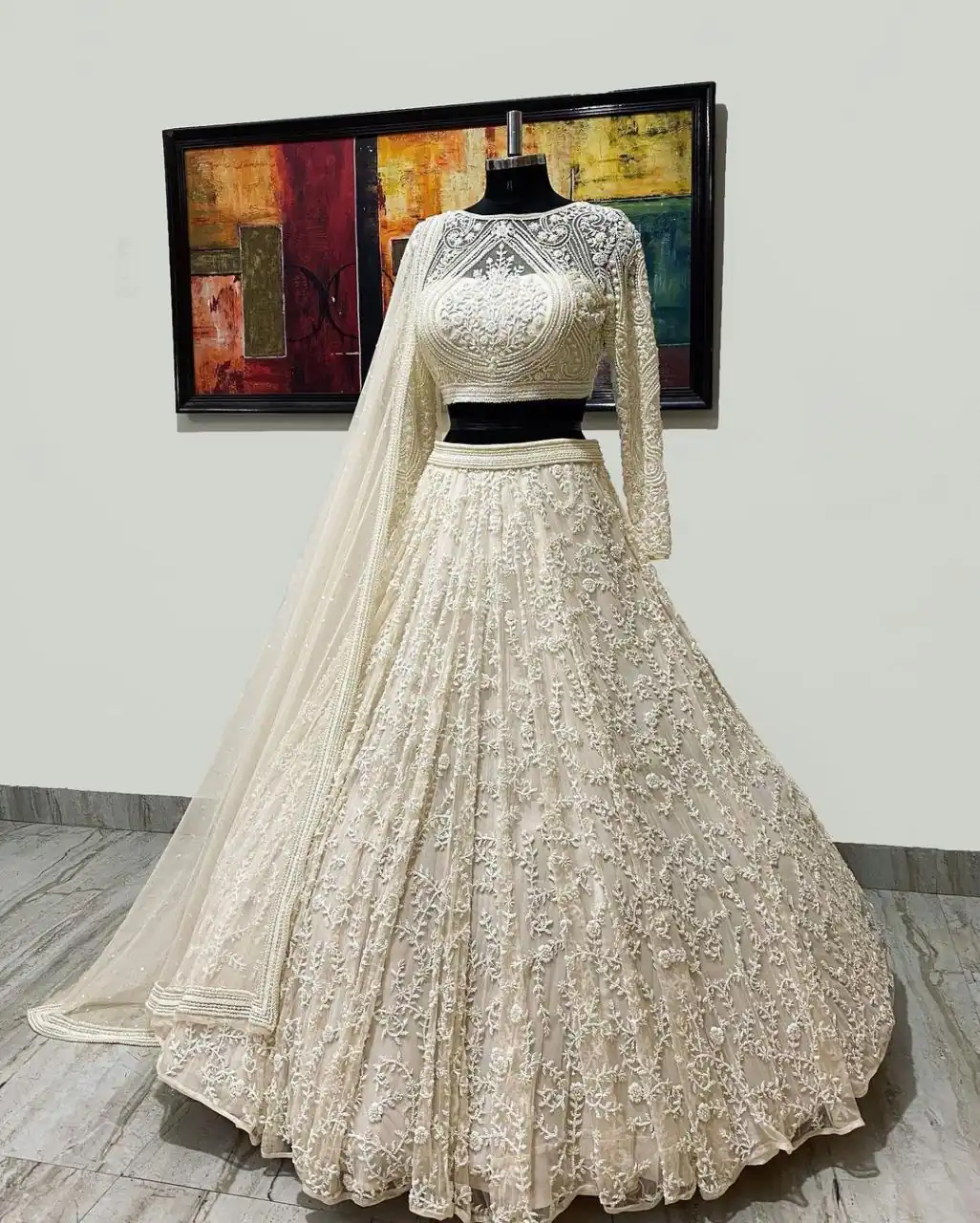 White Georgette with embroidery Lehenga Choli | Lehenga, Bollywood Lehenga, Creative Lehenga, Designer Lehenga, Embroidered Lehenga, Party Wear Lehenga