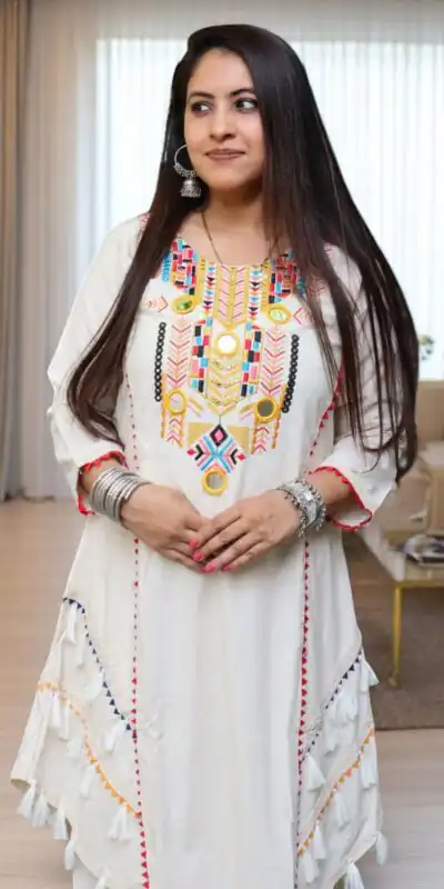 White Khadi Cotton With Mirror Work Salwar Suit | Jump Suits, Tops & Bottoms, Track Suits, Salwar suit, Casual Suits, Creative suits, Designer Suits, Palazzo Suits, Party Wear Suits, Patiala Suits, Straight Suits, Trendy Wear