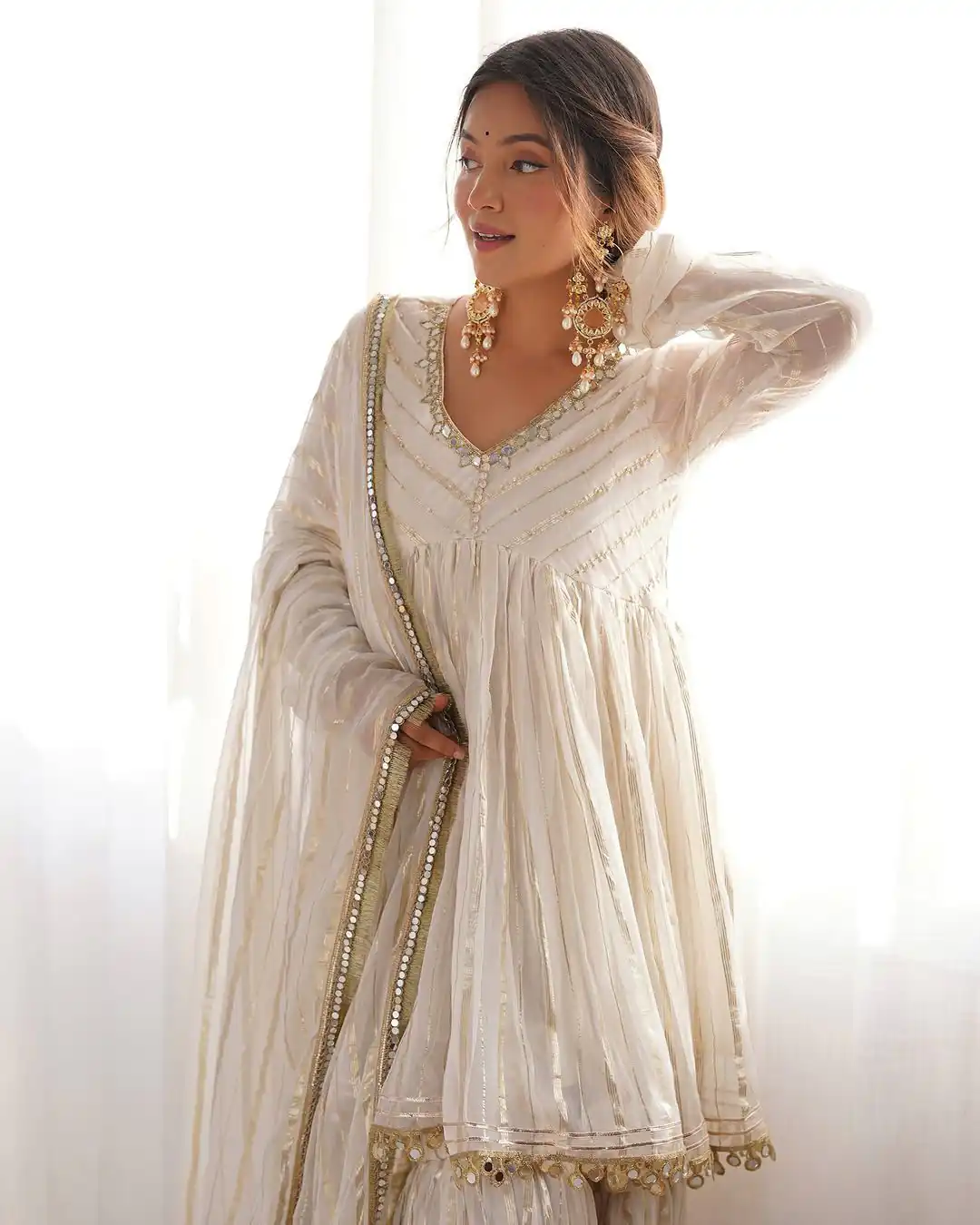 White Mal Chanderi Mirror Work Salwar Suit | Jump Suits, Tops & Bottoms, Track Suits, Salwar suit, Casual Suits, Creative suits, Designer Suits, Palazzo Suits, Party Wear Suits, Patiala Suits, Straight Suits, Trendy Wear