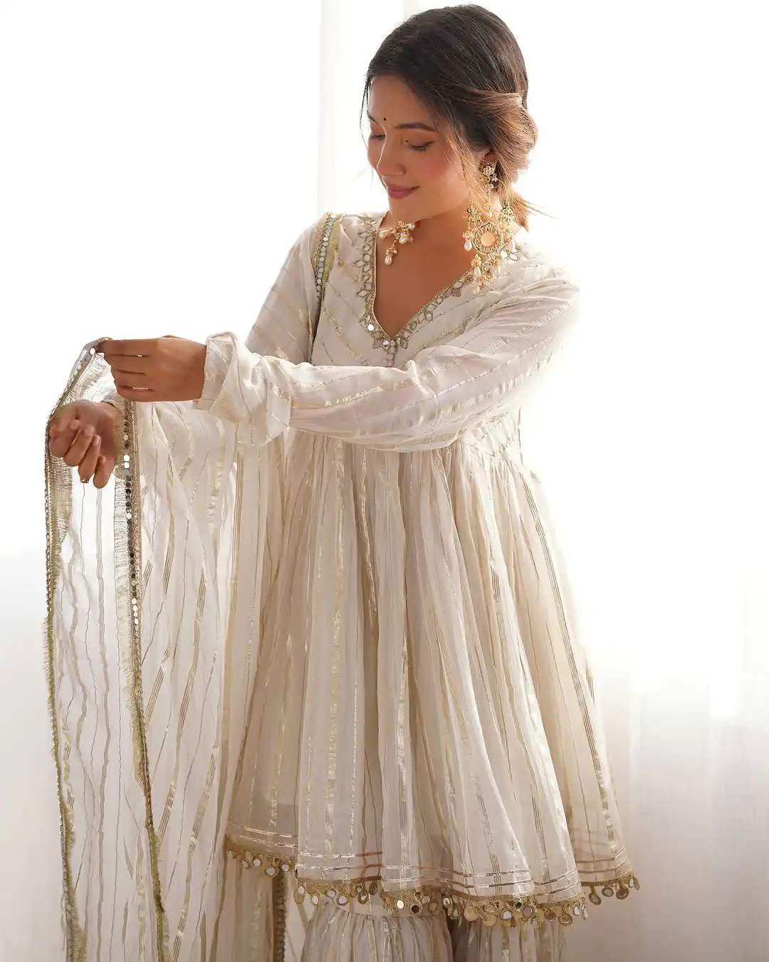 White Mal Chanderi Mirror Work Salwar Suit | Jump Suits, Tops & Bottoms, Track Suits, Salwar suit, Casual Suits, Creative suits, Designer Suits, Palazzo Suits, Party Wear Suits, Patiala Suits, Straight Suits, Trendy Wear