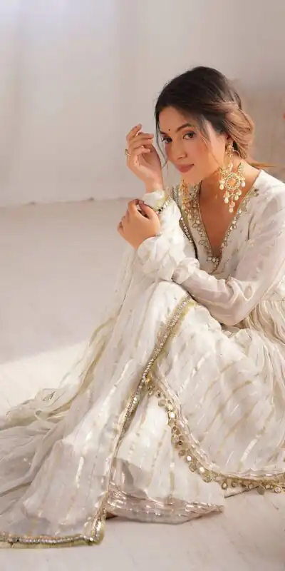 White Mal Chanderi Mirror Work Salwar Suit | Jump Suits, Tops & Bottoms, Track Suits, Salwar suit, Casual Suits, Creative suits, Designer Suits, Palazzo Suits, Party Wear Suits, Patiala Suits, Straight Suits, Trendy Wear