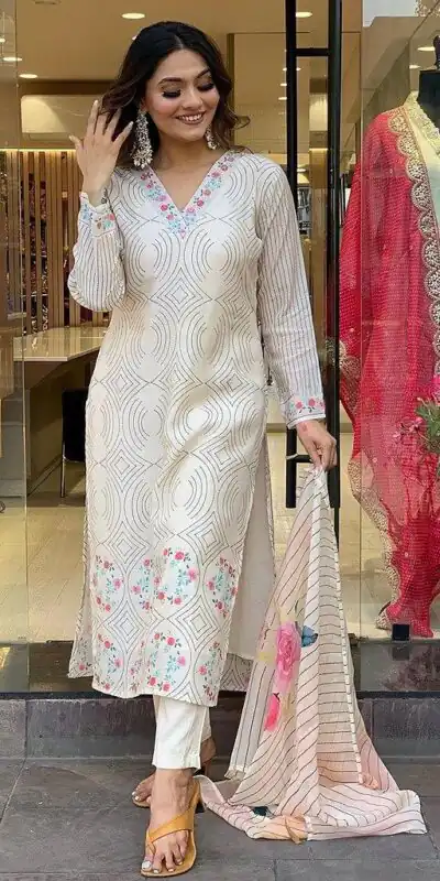 White Maslin Digital Printed Salwar Suit | Jump Suits, Salwar suit, Casual Suits, Creative suits, Designer Suits, Palazzo Suits, Party Wear Suits, Patiala Suits, Straight Suits