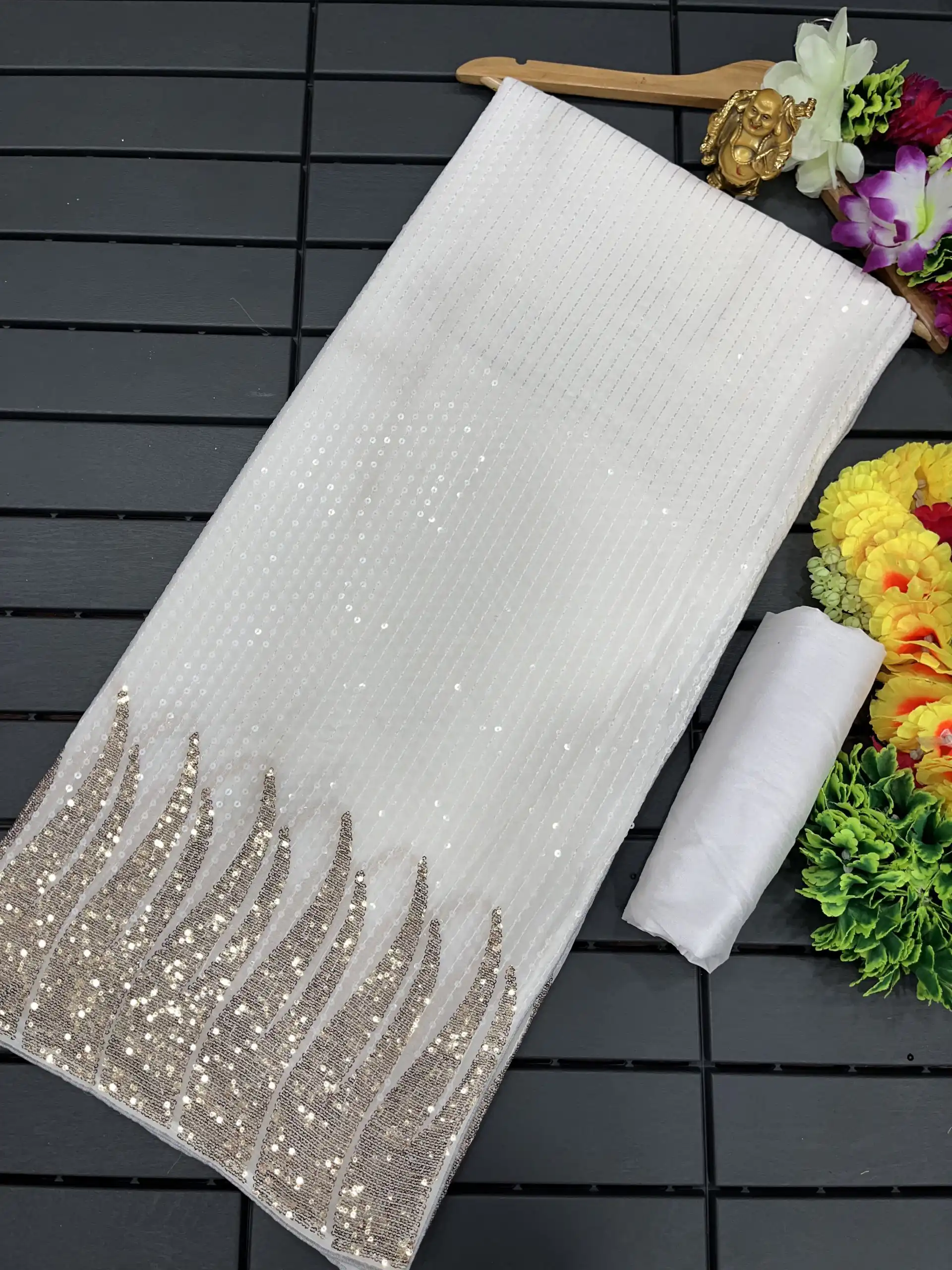 White Of Heavy Quality 60 Gram Georgette Saree | Sarees, Bollywood Sarees, Creative Sarees, Designer Sarees, Embroidered Sarees, Ethnic Saree, Modern Digital sarees, Party Wear Sarees