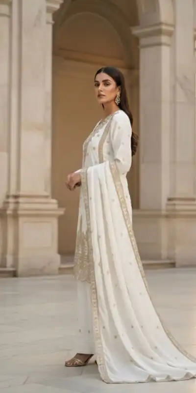 White Organza Silk Embroidery Work Salwar Suit | Jump Suits, Salwar suit, Casual Suits, Creative suits, Designer Suits, Palazzo Suits, Party Wear Suits, Patiala Suits, Straight Suits