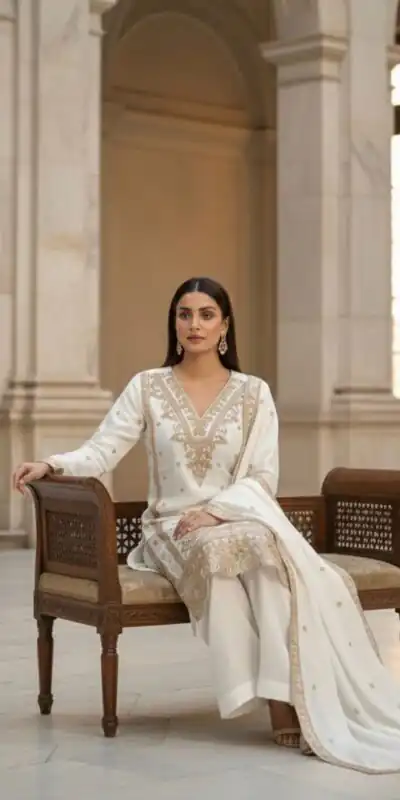 White Organza Silk Embroidery Work Salwar Suit | Jump Suits, Salwar suit, Casual Suits, Creative suits, Designer Suits, Palazzo Suits, Party Wear Suits, Patiala Suits, Straight Suits