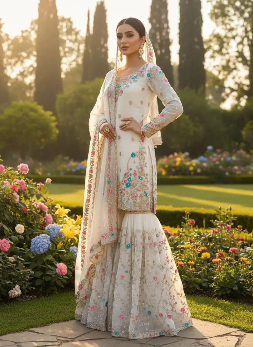 White Organza Silk Sequence Moti Work Salwar Suit | Jump Suits, Salwar suit, Casual Suits, Creative suits, Designer Suits, Palazzo Suits, Party Wear Suits, Patiala Suits, Straight Suits