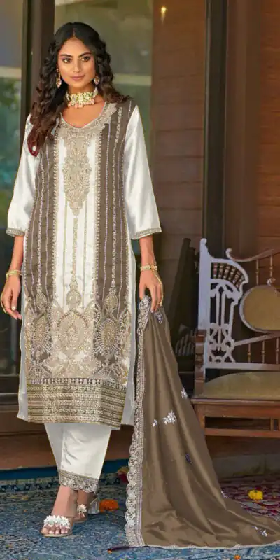 White Vichitra Embroidery Codding Sequence Salwar Suit | Jump Suits, Salwar suit, Casual Suits, Creative suits, Designer Suits, Palazzo Suits, Party Wear Suits, Patiala Suits, Straight Suits