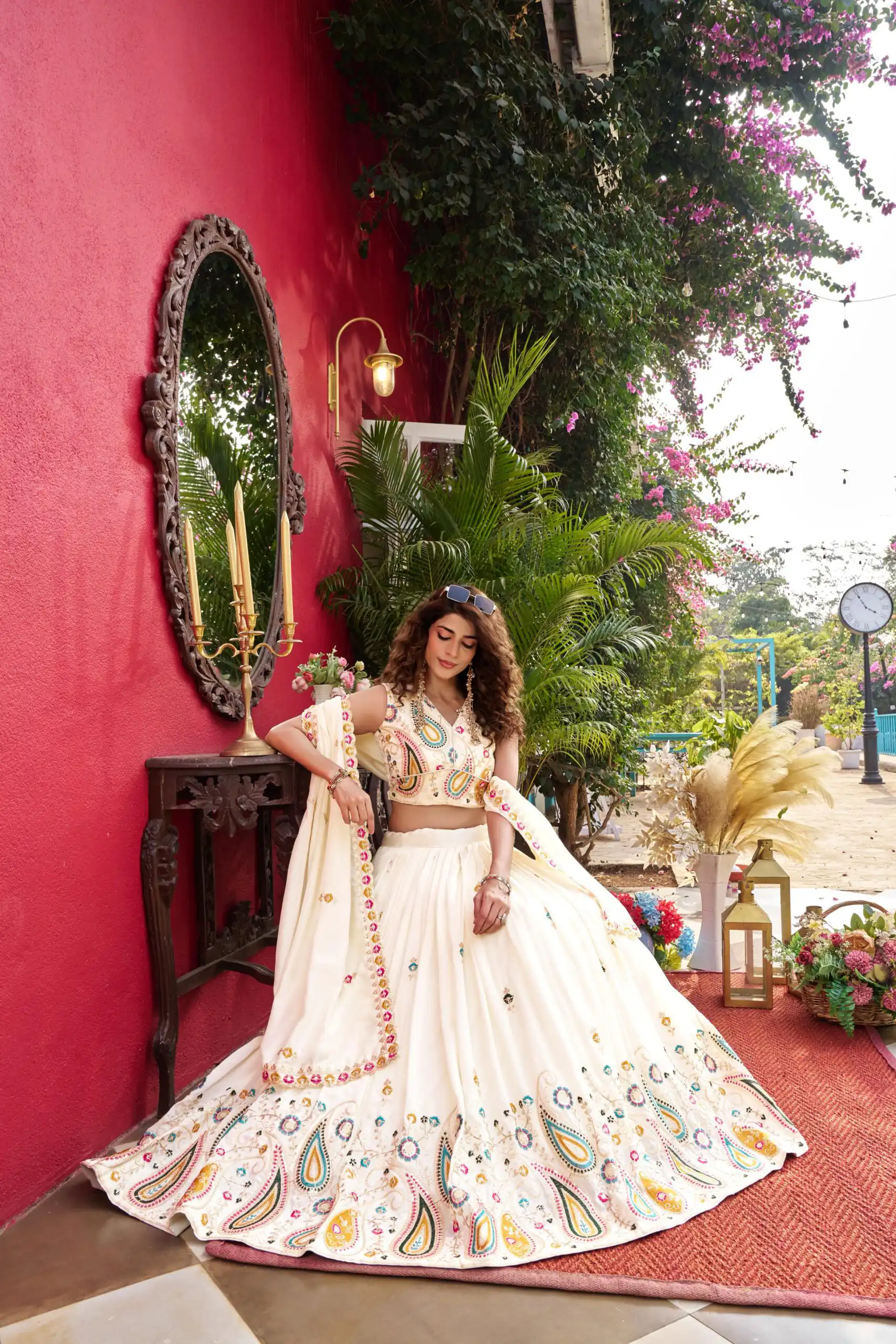 White Vichitra Embroidery Work Lehenga Choli | Lehenga, Bollywood Lehenga, Creative Lehenga, Designer Lehenga, Embroidered Lehenga, Party Wear Lehenga