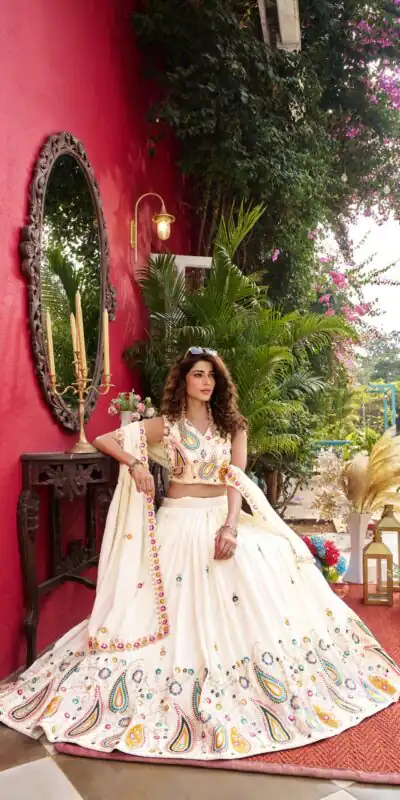 White Vichitra Embroidery Work Lehenga Choli | Lehenga, Bollywood Lehenga, Creative Lehenga, Designer Lehenga, Embroidered Lehenga, Party Wear Lehenga