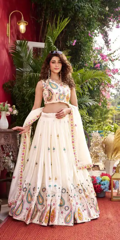 White Vichitra Embroidery Work Lehenga Choli | Lehenga, Bollywood Lehenga, Creative Lehenga, Designer Lehenga, Embroidered Lehenga, Party Wear Lehenga