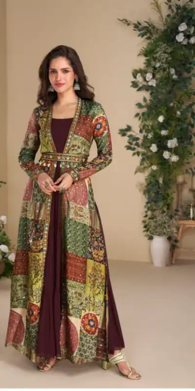 Wine Blooming Georgette Mirror Work Embroider Kurti | Kurti, Bollywood Kurti, Creative Kurtis, Designer Kurti, Party Wear Kurti, Selfie Kurti