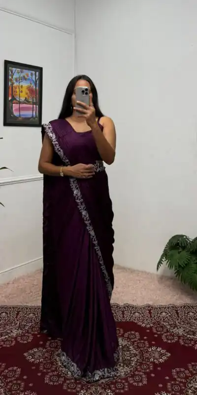 Wine Chinon Embroidery Lace Work Saree | Sarees, Bollywood Sarees, Creative Sarees, Designer Sarees, Embroidered Sarees, Ethnic Saree, Modern Digital sarees, Party Wear Sarees