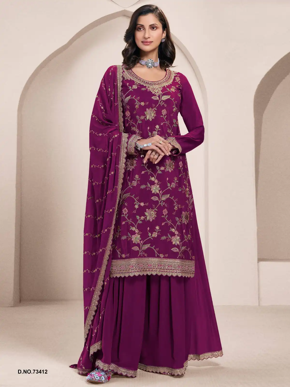 Wine Chinon Multi Work Salwar Suit | Jump Suits, Salwar suit, Casual Suits, Creative suits, Designer Suits, Palazzo Suits, Party Wear Suits, Patiala Suits, Straight Suits