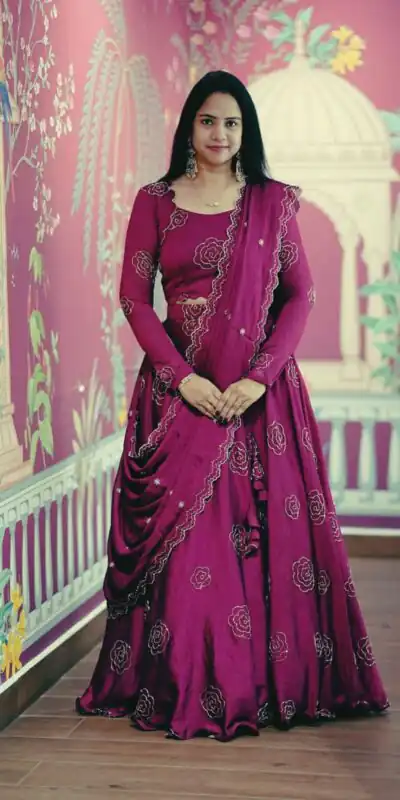 Wine Chinon Sequence Work Lehenga Choli | Lehenga, Bollywood Lehenga, Creative Lehenga, Designer Lehenga, Embroidered Lehenga, Party Wear Lehenga
