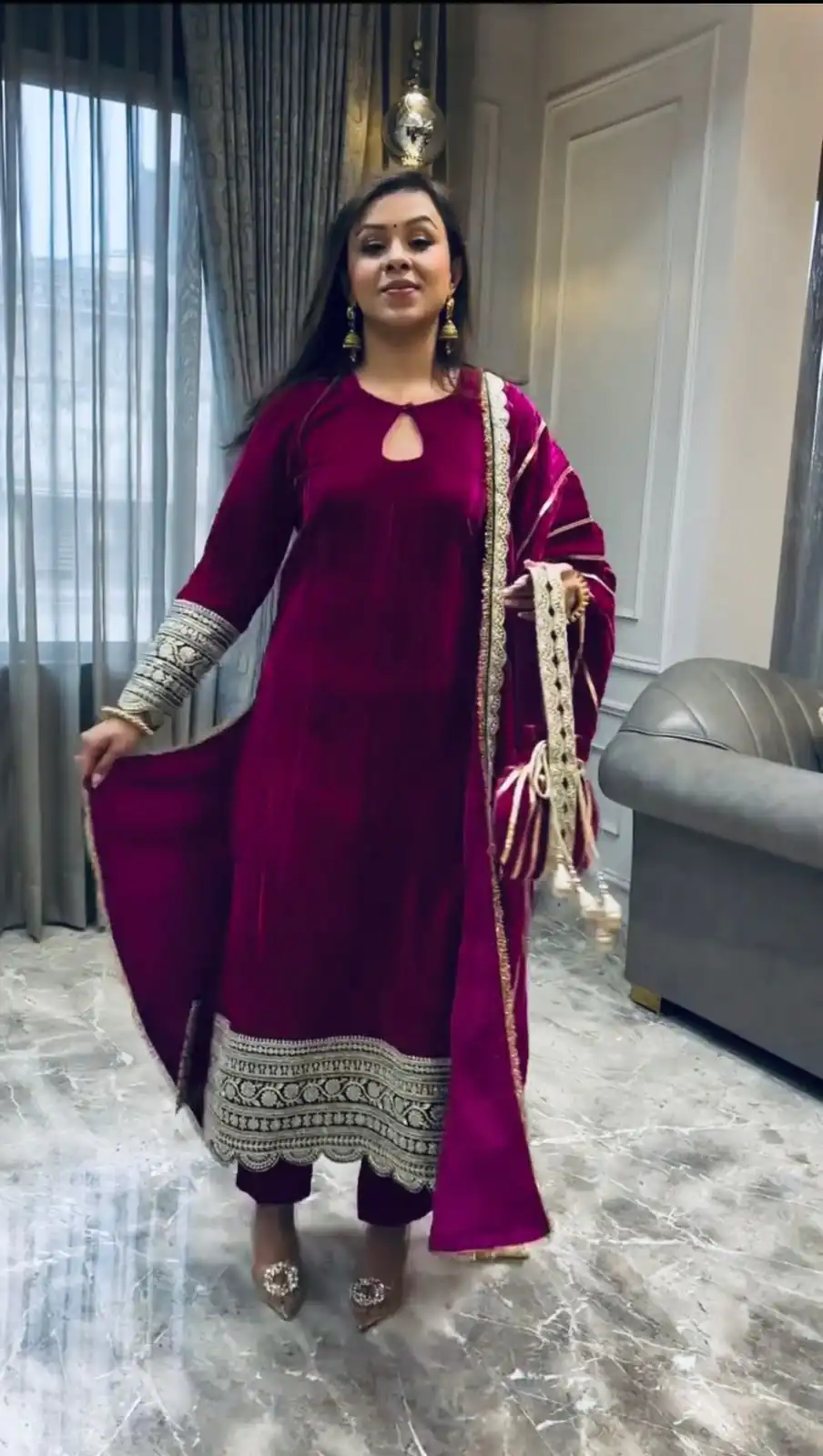 Wine Crash Viscose Velvet Embroidery Work Salwar Suit | Jump Suits, Salwar suit, Casual Suits, Creative suits, Designer Suits, Palazzo Suits, Party Wear Suits, Patiala Suits, Straight Suits