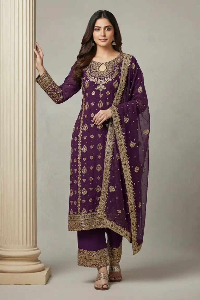Wine Faux Georgette Sequence Work Salwar Suit | Jump Suits, Salwar suit, Casual Suits, Creative suits, Designer Suits, Palazzo Suits, Party Wear Suits, Patiala Suits, Straight Suits