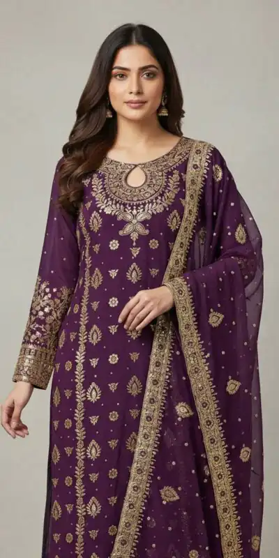 Wine Faux Georgette Sequence Work Salwar Suit | Jump Suits, Salwar suit, Casual Suits, Creative suits, Designer Suits, Palazzo Suits, Party Wear Suits, Patiala Suits, Straight Suits