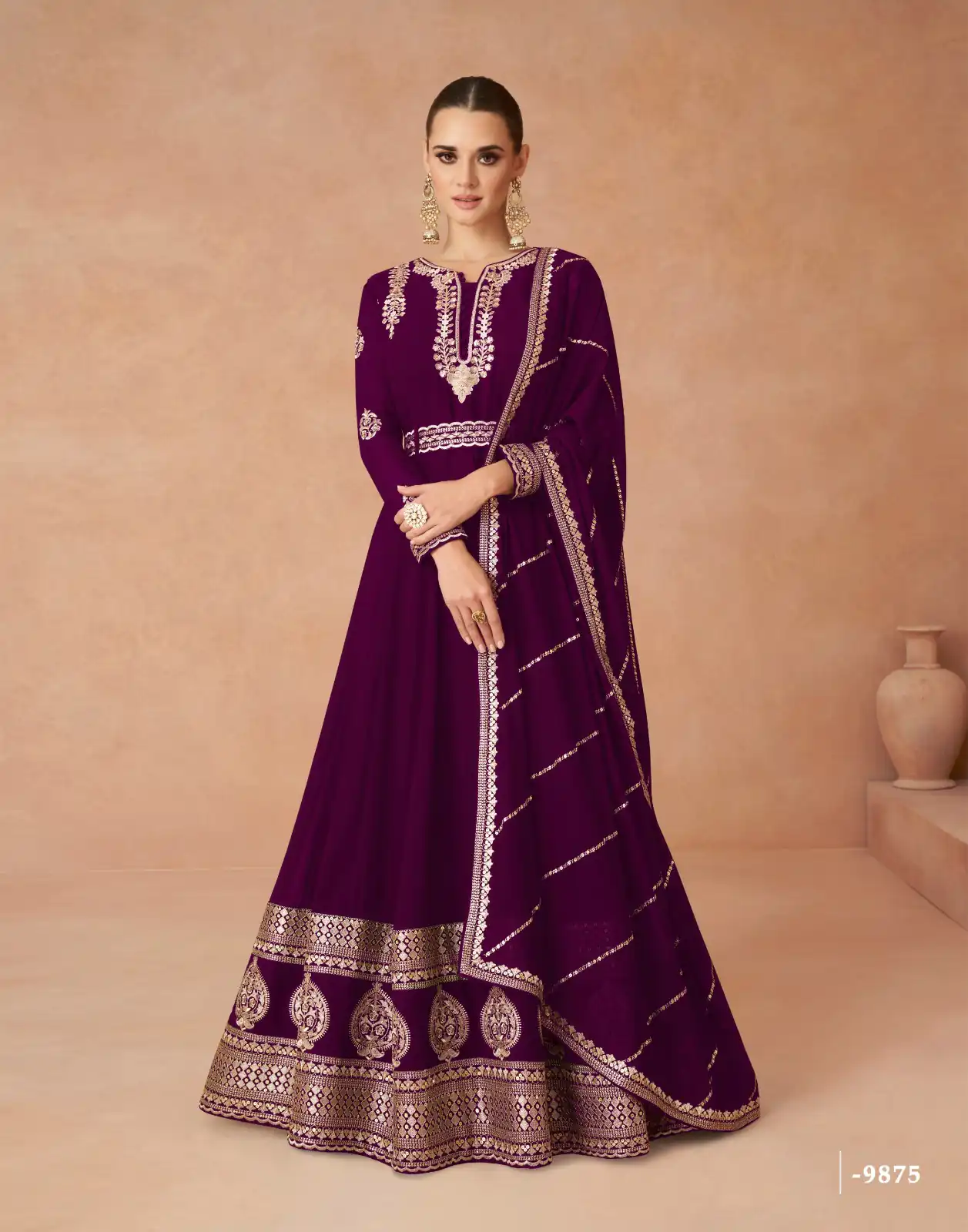 Wine Faux Georgette With Embroidery Work Anarkali Gown | Gowns, Bollywood Gowns, Creative Gowns, Designer Gowns, Embroidered Gowns, Party Wear Gowns, Straight Suits