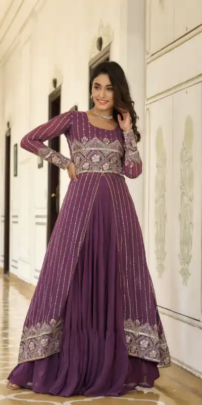 Wine Fox Georgette Embroidery Work Lehenga Choli | Lehenga, Bollywood Lehenga, Creative Lehenga, Designer Lehenga, Embroidered Lehenga, Party Wear Lehenga