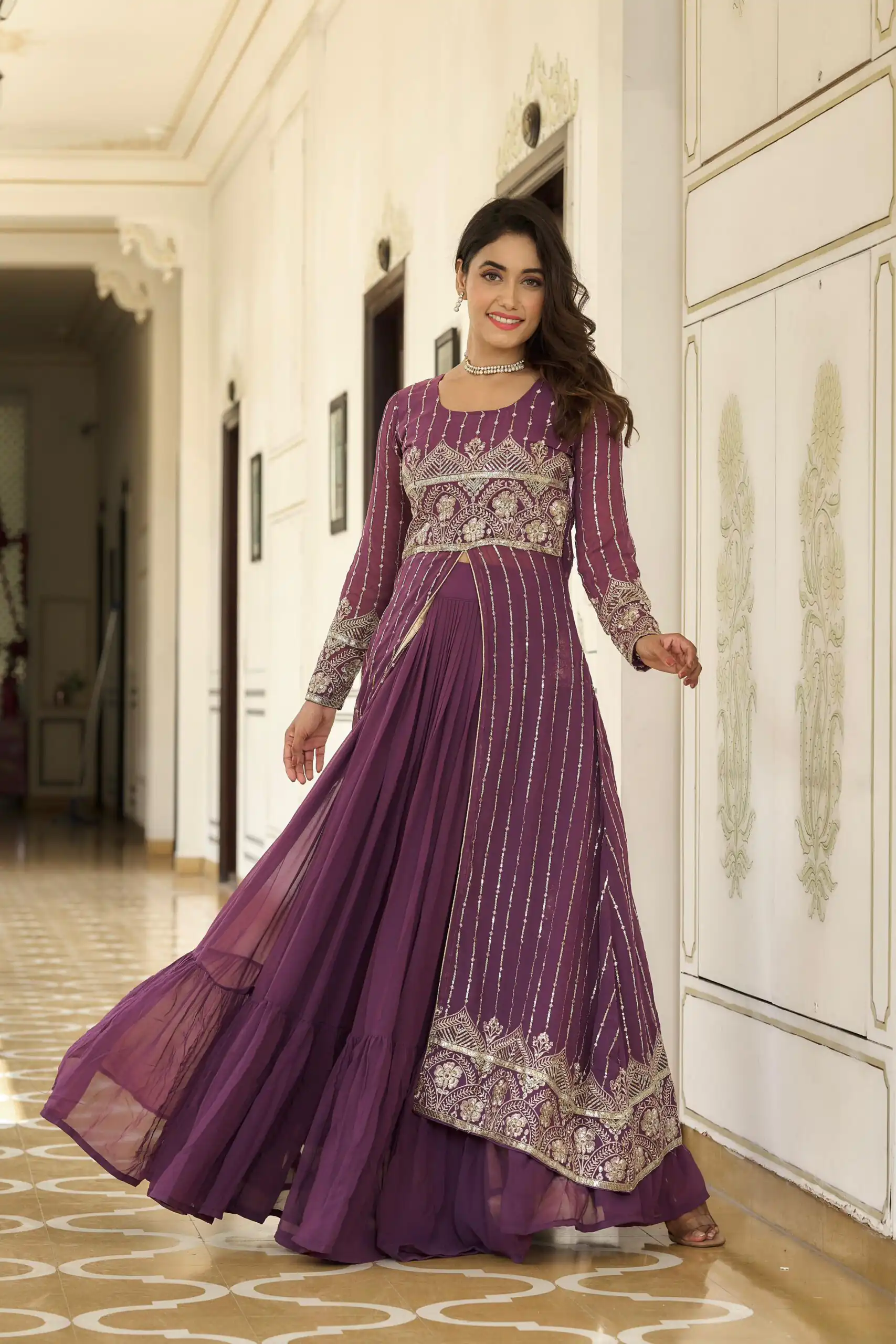 Wine Fox Georgette Embroidery Work Lehenga Choli | Lehenga, Bollywood Lehenga, Creative Lehenga, Designer Lehenga, Embroidered Lehenga, Party Wear Lehenga