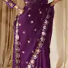 Wine Georgette Mirror Sequence Work Saree | Sarees, Bollywood Sarees, Creative Sarees, Designer Sarees, Embroidered Sarees, Ethnic Saree, Modern Digital sarees, Party Wear Sarees