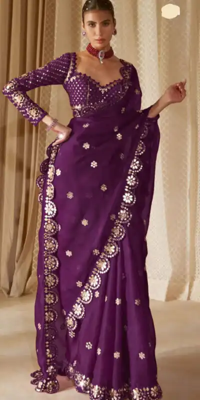 Wine Georgette Mirror Sequence Work Saree | Sarees, Bollywood Sarees, Creative Sarees, Designer Sarees, Embroidered Sarees, Ethnic Saree, Modern Digital sarees, Party Wear Sarees