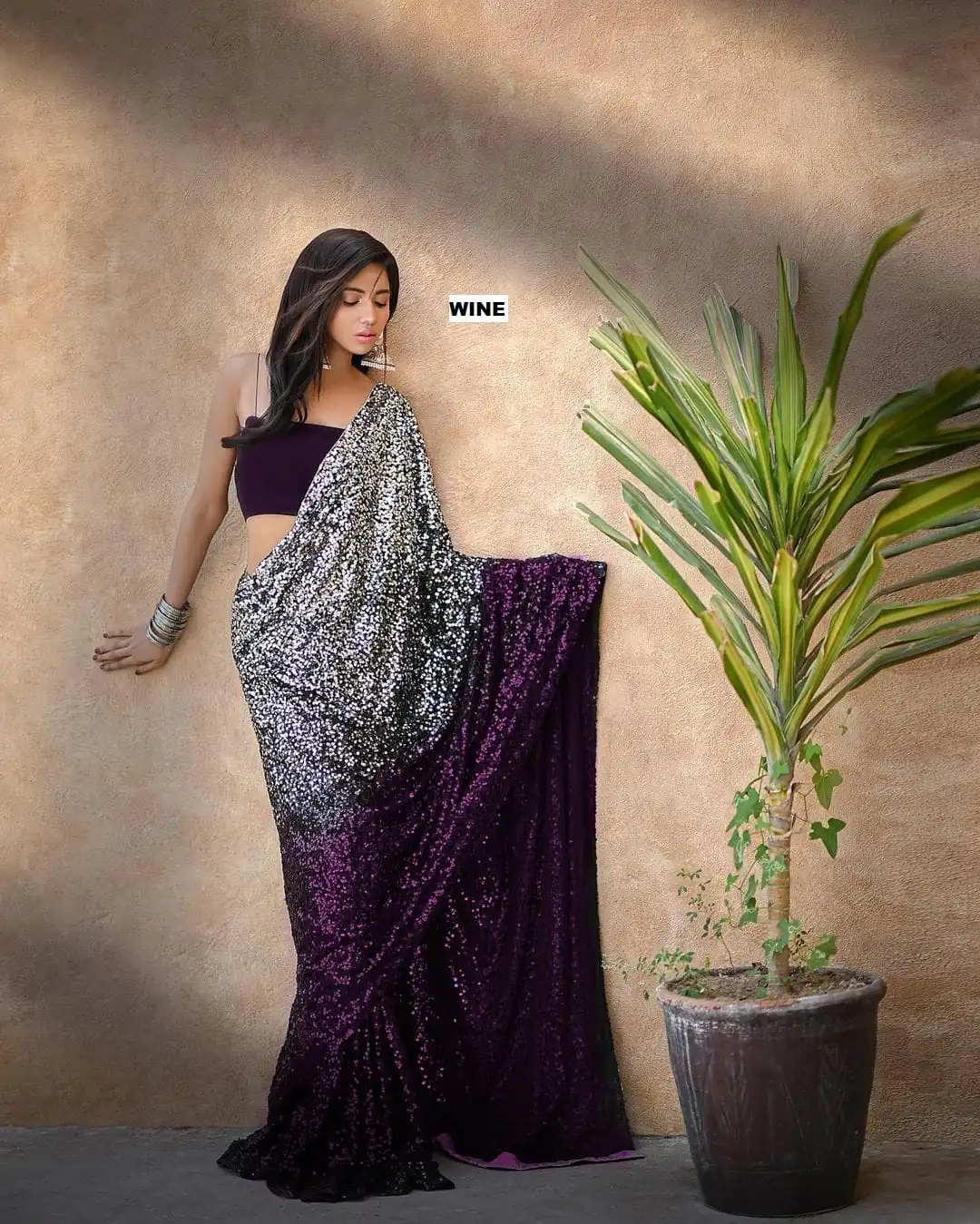 Wine Heavy 60 Gram Georgette Sequins Saree | Sarees, Bollywood Sarees, Creative Sarees, Designer Sarees, Embroidered Sarees, Ethnic Saree, Modern Digital sarees, Party Wear Sarees