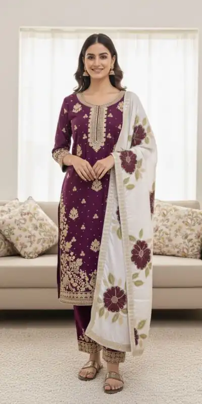 Wine Organza Silk Lace Embroidery Work Salwar Suit | Jump Suits, Salwar suit, Casual Suits, Creative suits, Designer Suits, Palazzo Suits, Party Wear Suits, Patiala Suits, Straight Suits