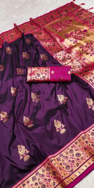 Wine Pethani Silk Zari Lace Weaving Work Saree | Sarees, Bollywood Sarees, Creative Sarees, Designer Sarees, Embroidered Sarees, Ethnic Saree, Modern Digital sarees, Party Wear Sarees