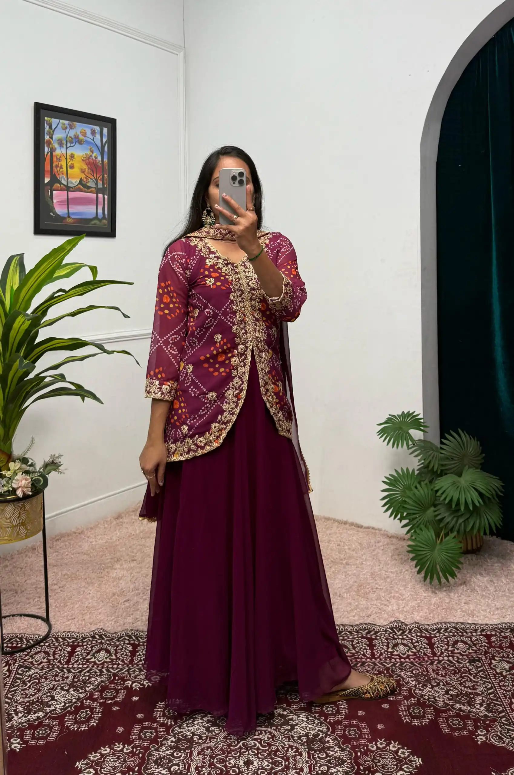 Wine Printed Faux Georgette Embroidery Work Salwar Suit | Jump Suits, Salwar suit, Casual Suits, Creative suits, Designer Suits, Palazzo Suits, Party Wear Suits, Patiala Suits, Straight Suits