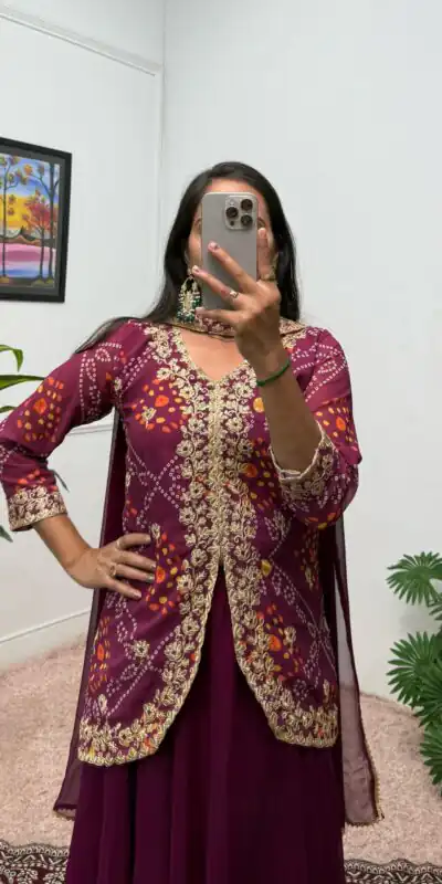 Wine Printed Faux Georgette Embroidery Work Salwar Suit | Jump Suits, Salwar suit, Casual Suits, Creative suits, Designer Suits, Palazzo Suits, Party Wear Suits, Patiala Suits, Straight Suits