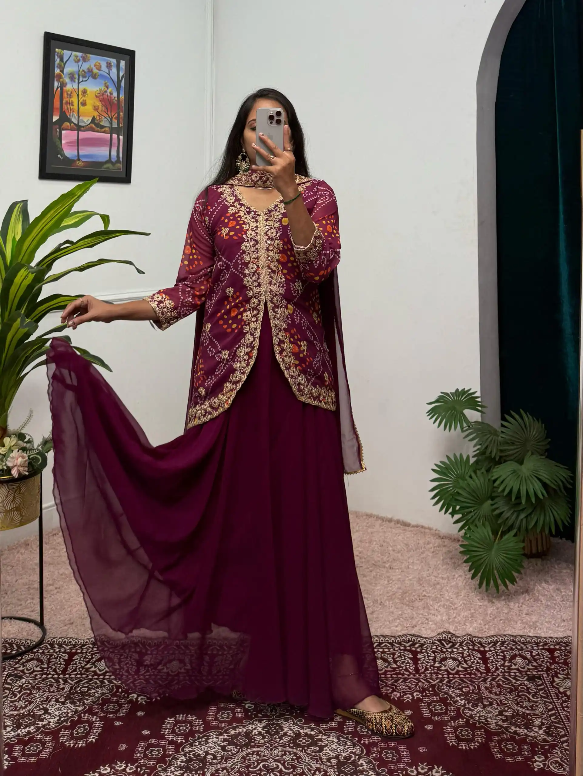 Wine Printed Faux Georgette Embroidery Work Salwar Suit | Jump Suits, Salwar suit, Casual Suits, Creative suits, Designer Suits, Palazzo Suits, Party Wear Suits, Patiala Suits, Straight Suits