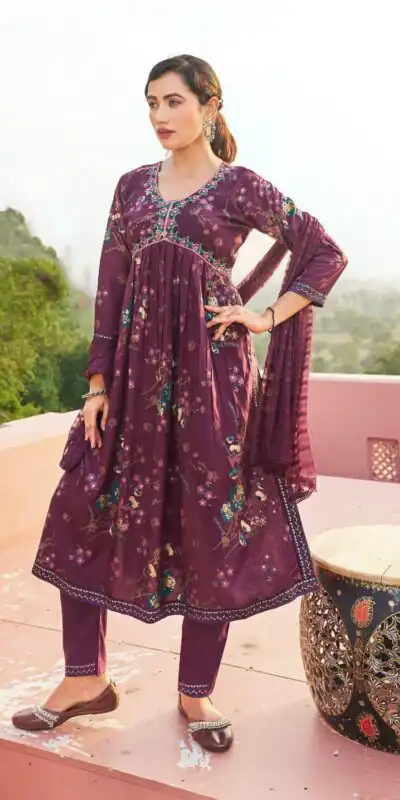 Wine Rayon Alia Cut With Embroidery Work Kurti | Kurti, Bollywood Kurti, Creative Kurtis, Designer Kurti, Party Wear Kurti, Selfie Kurti