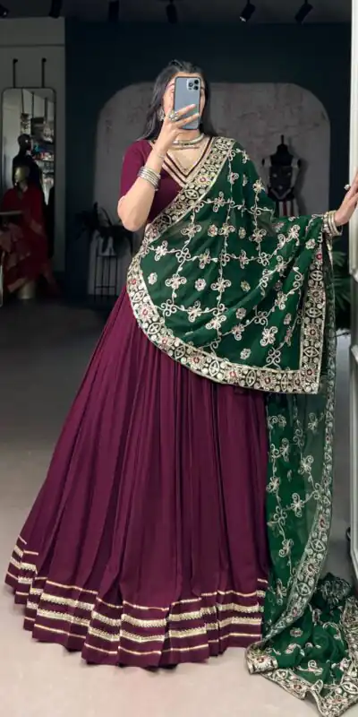 Wine Rayon Embroidery Sequins Lehenga Choli | Lehenga, Bollywood Lehenga, Creative Lehenga, Designer Lehenga, Embroidered Lehenga, Party Wear Lehenga