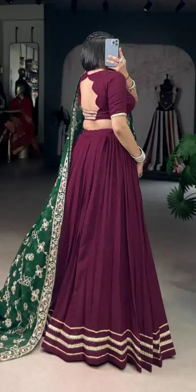 Wine Rayon Embroidery Sequins Lehenga Choli | Lehenga, Bollywood Lehenga, Creative Lehenga, Designer Lehenga, Embroidered Lehenga, Party Wear Lehenga