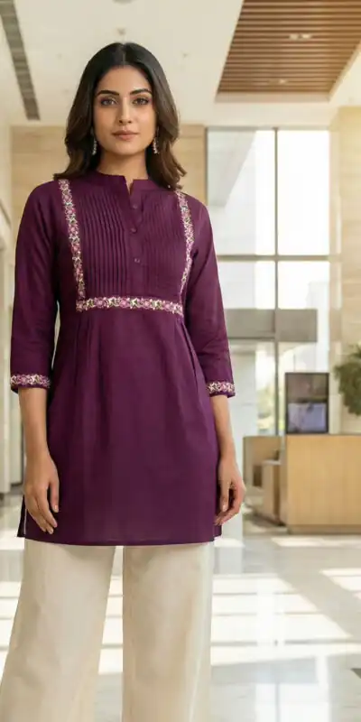 Wine Rayon Multi Embroidery Work Kurti | Kurti, Bollywood Kurti, Creative Kurtis, Designer Kurti, Party Wear Kurti, Selfie Kurti