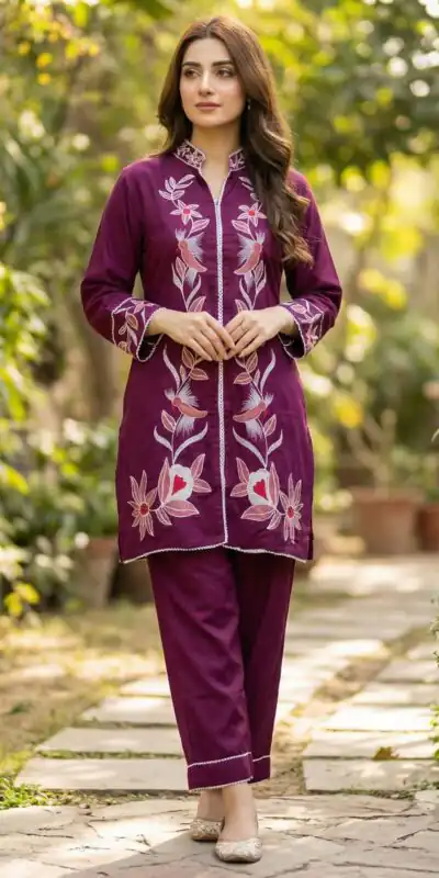 Wine Rayon With Embroidery Work Kurti | Kurti, Bollywood Kurti, Creative Kurtis, Designer Kurti, Party Wear Kurti, Selfie Kurti