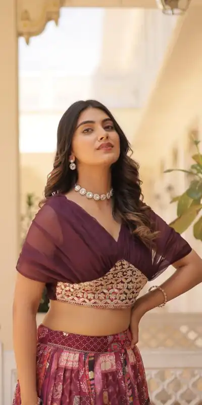Wine Russian Silk Embroidery Work Lehenga Choli | Lehenga, Bollywood Lehenga, Creative Lehenga, Designer Lehenga, Embroidered Lehenga, Party Wear Lehenga