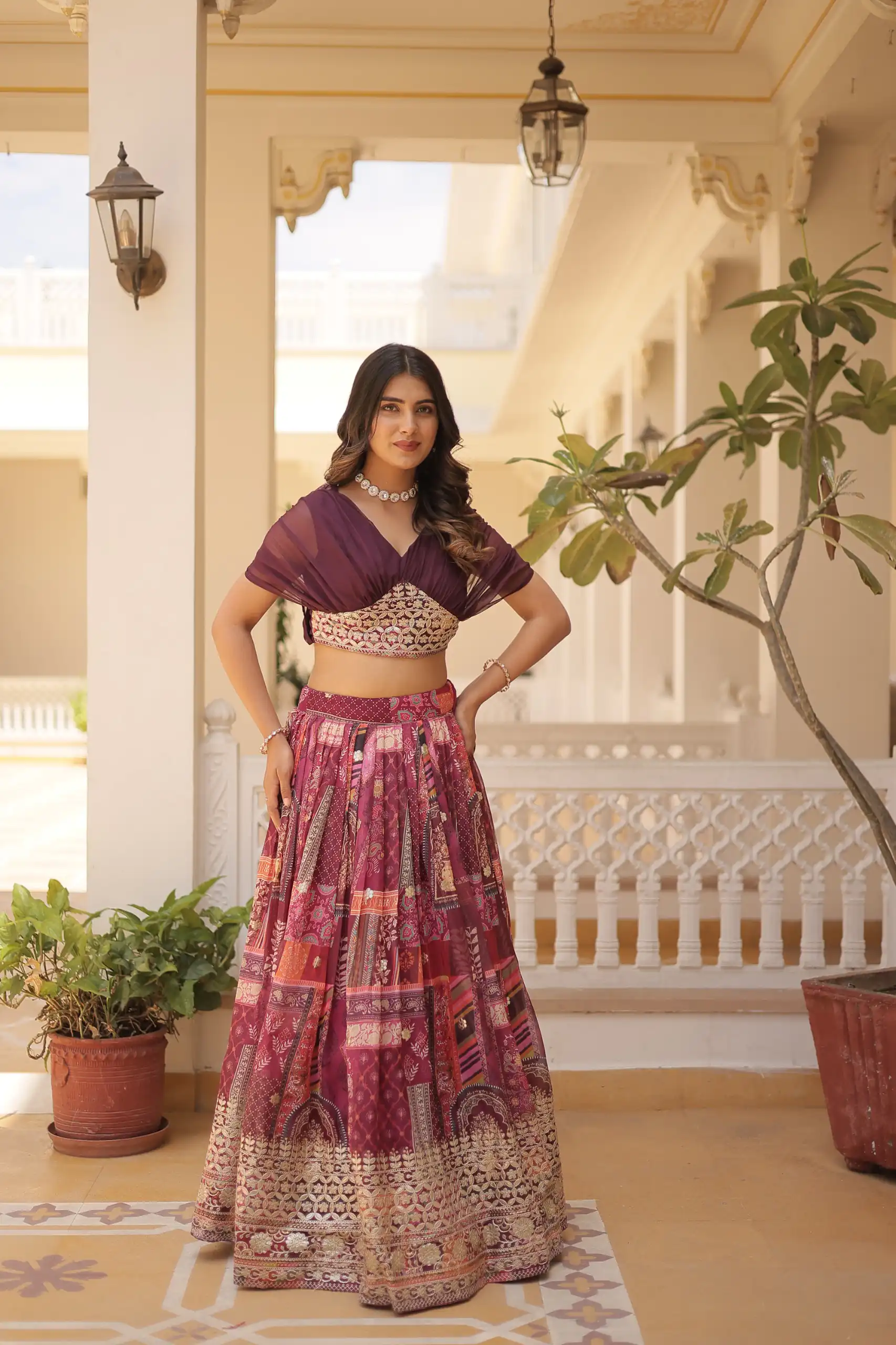 Wine Russian Silk Embroidery Work Lehenga Choli | Lehenga, Bollywood Lehenga, Creative Lehenga, Designer Lehenga, Embroidered Lehenga, Party Wear Lehenga