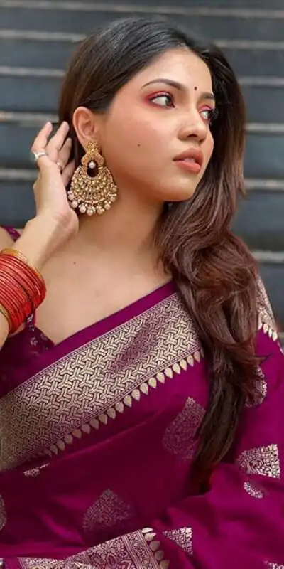 Wine Soft Lichi Jacquard Rich Pallu Saree | Sarees, Bollywood Sarees, Creative Sarees, Designer Sarees, Embroidered Sarees, Ethnic Saree, Modern Digital sarees, Party Wear Sarees