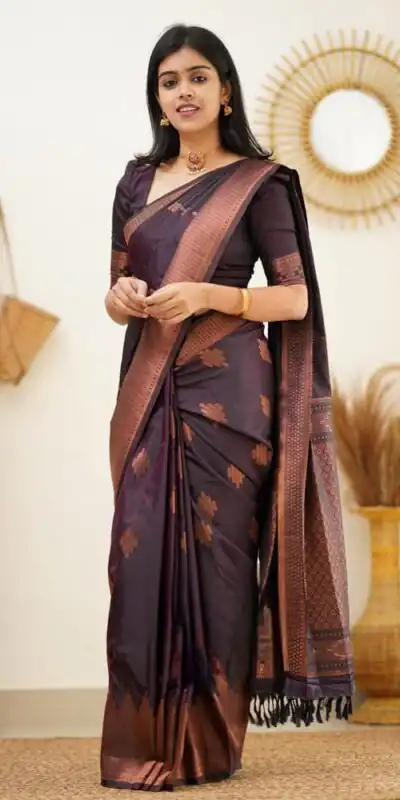 Wine Soft Lichi Silk Jacquard Rich Pallu Saree | Sarees, Bollywood Sarees, Creative Sarees, Designer Sarees, Embroidered Sarees, Ethnic Saree, Modern Digital sarees, Party Wear Sarees