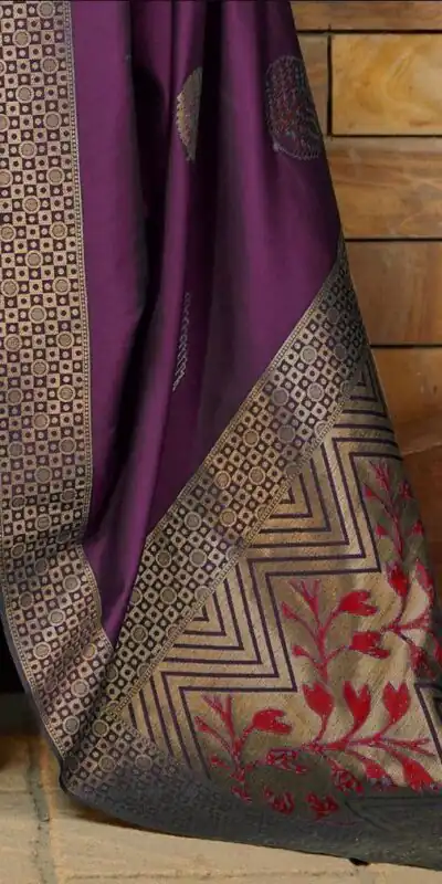 Wine Soft Lichi Silk Saree | Sarees, Bollywood Sarees, Creative Sarees, Designer Sarees, Embroidered Sarees, Ethnic Saree, Modern Digital sarees, Party Wear Sarees