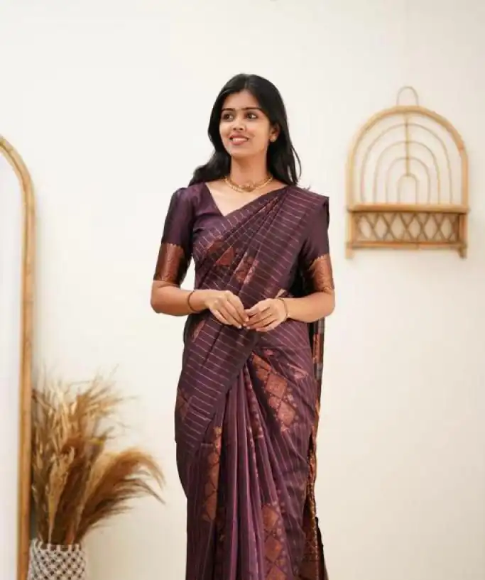 Wine Soft Lichi Silk With Lace Work Saree | Sarees, Bollywood Sarees, Creative Sarees, Designer Sarees, Embroidered Sarees, Ethnic Saree, Modern Digital sarees, Party Wear Sarees