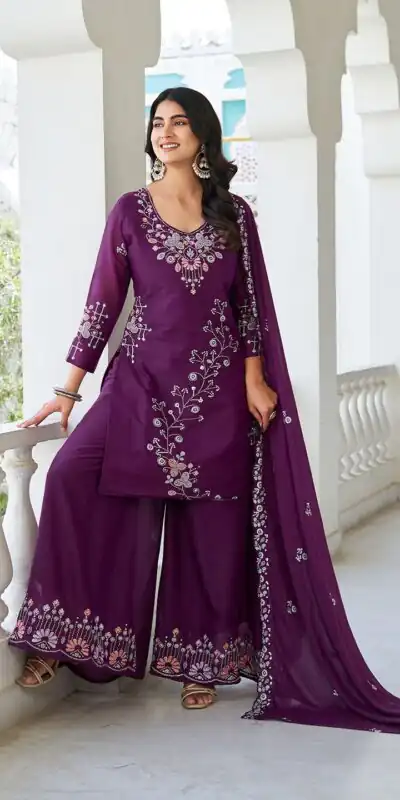 Wine Star Georgette With Embroidery Work Salwar Suit | Jump Suits, Salwar suit, Casual Suits, Creative suits, Designer Suits, Palazzo Suits, Party Wear Suits, Patiala Suits, Straight Suits