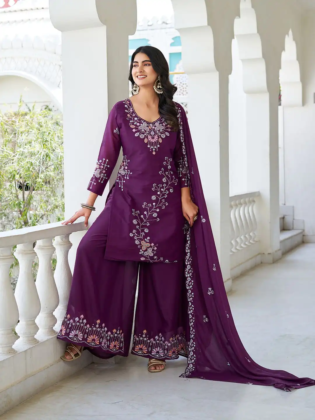 Wine Star Georgette With Embroidery Work Salwar Suit | Jump Suits, Salwar suit, Casual Suits, Creative suits, Designer Suits, Palazzo Suits, Party Wear Suits, Patiala Suits, Straight Suits