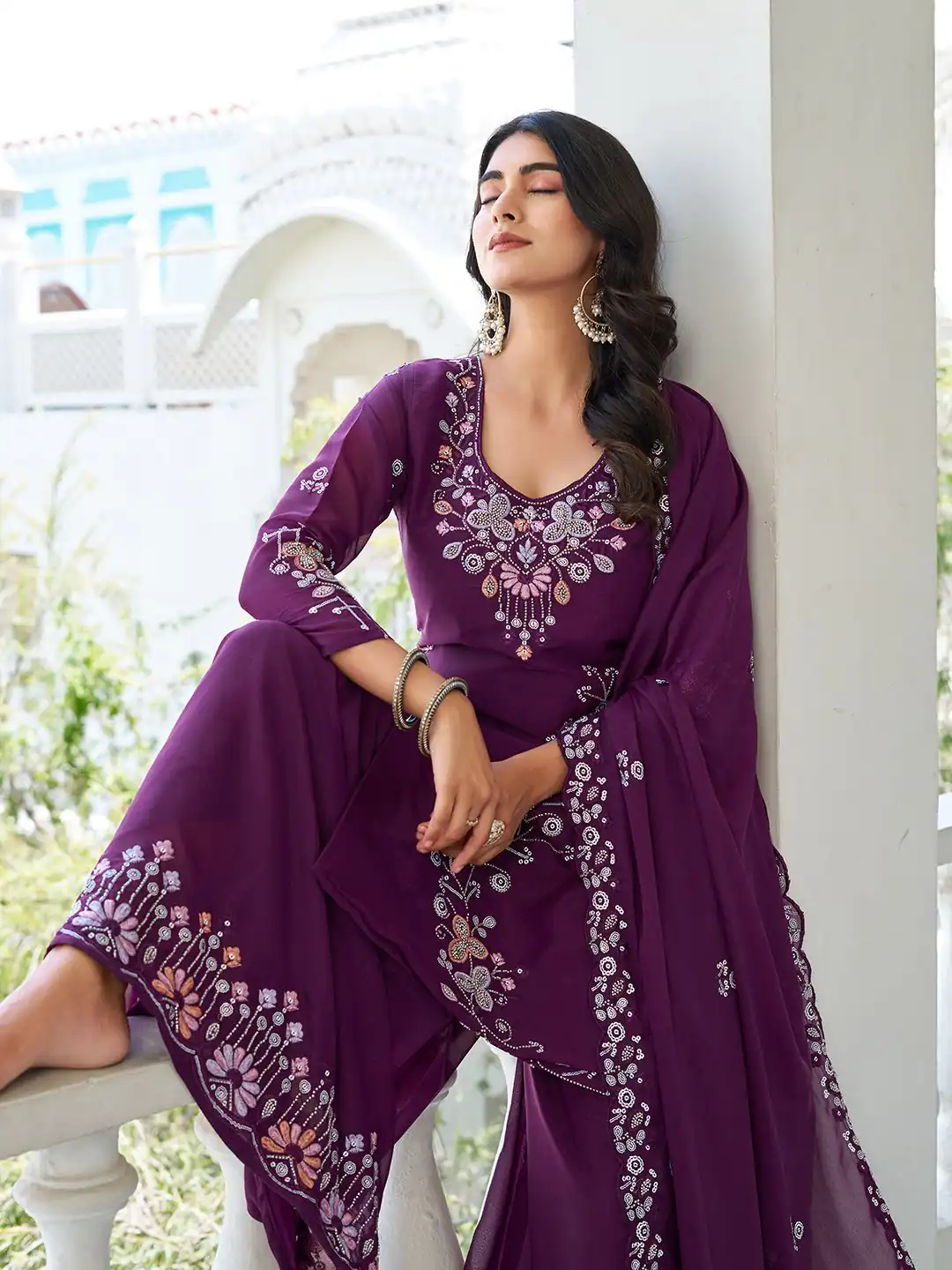 Wine Star Georgette With Embroidery Work Salwar Suit | Jump Suits, Salwar suit, Casual Suits, Creative suits, Designer Suits, Palazzo Suits, Party Wear Suits, Patiala Suits, Straight Suits