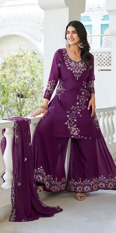 Wine Star Georgette With Embroidery Work Salwar Suit | Jump Suits, Salwar suit, Casual Suits, Creative suits, Designer Suits, Palazzo Suits, Party Wear Suits, Patiala Suits, Straight Suits