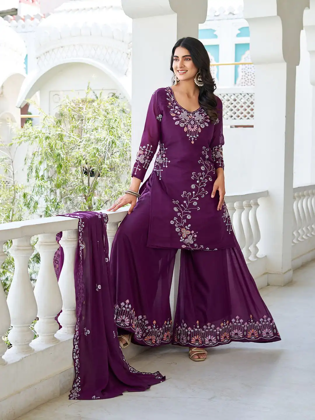 Wine Star Georgette With Embroidery Work Salwar Suit | Jump Suits, Salwar suit, Casual Suits, Creative suits, Designer Suits, Palazzo Suits, Party Wear Suits, Patiala Suits, Straight Suits